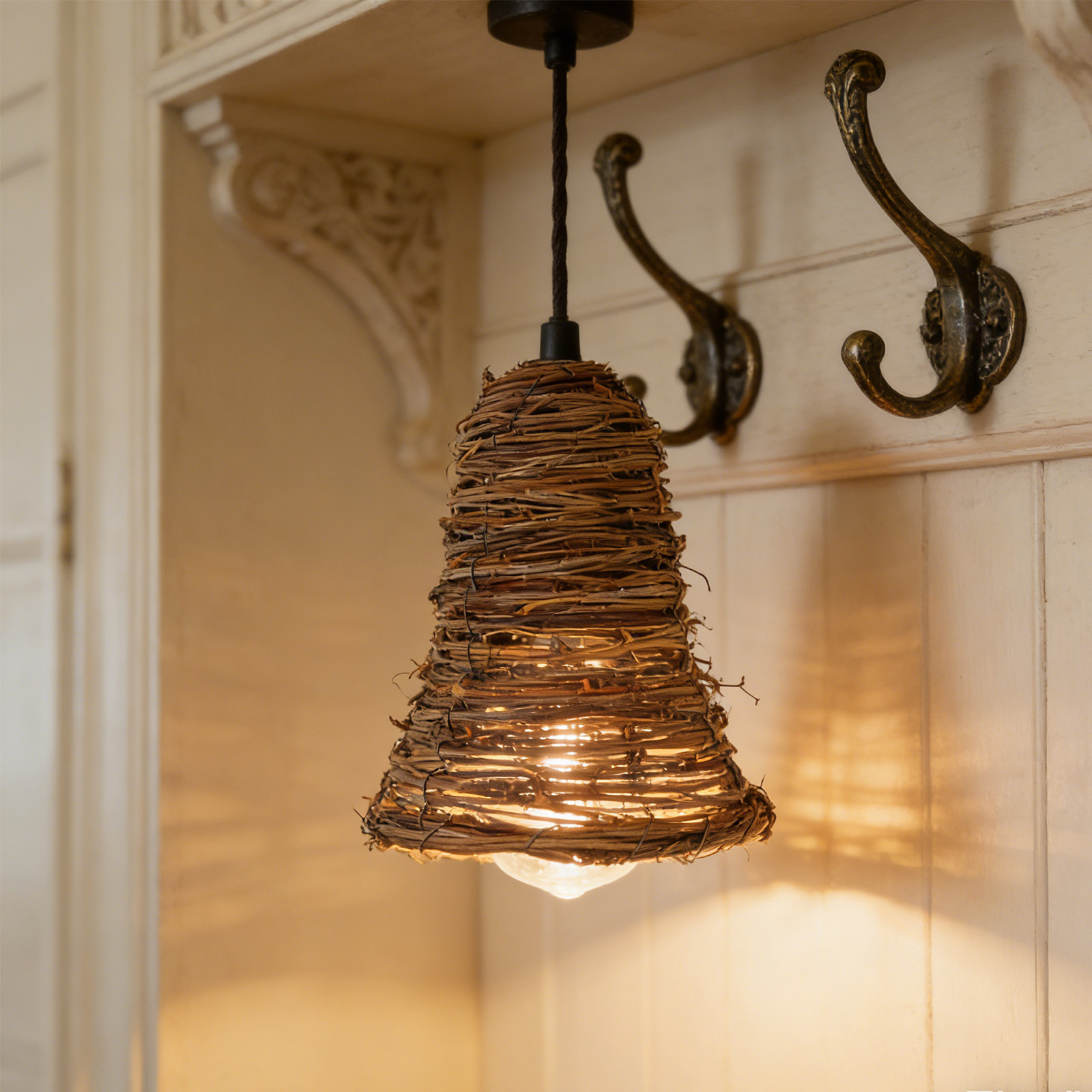 Wicker Pendant Shade - Small Rattan Lamp Shade Handmade Woven