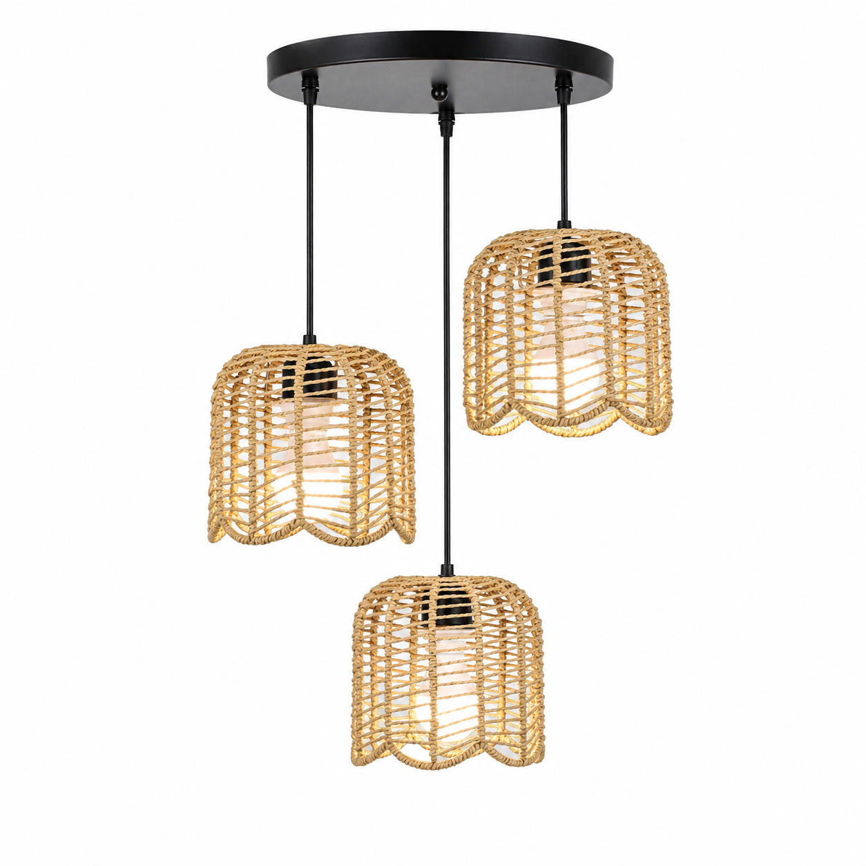 Wicker Pendant Shade - JOYINLED Farmhouse Hand Woven Wicker Shade