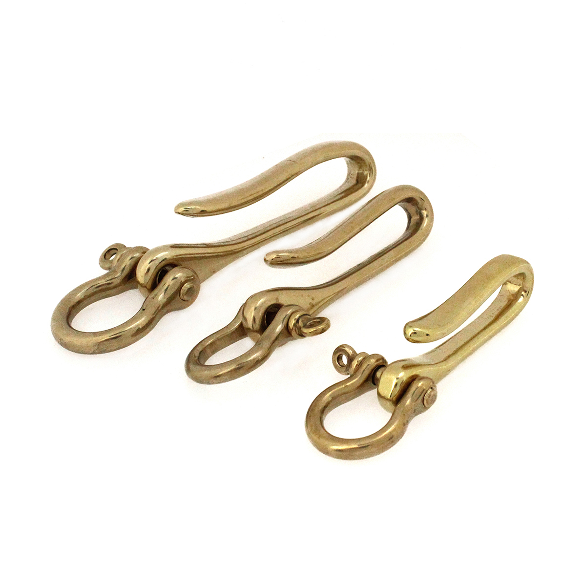 Antique Brass Hook - Belt U Hook Brass Keychain Fob
