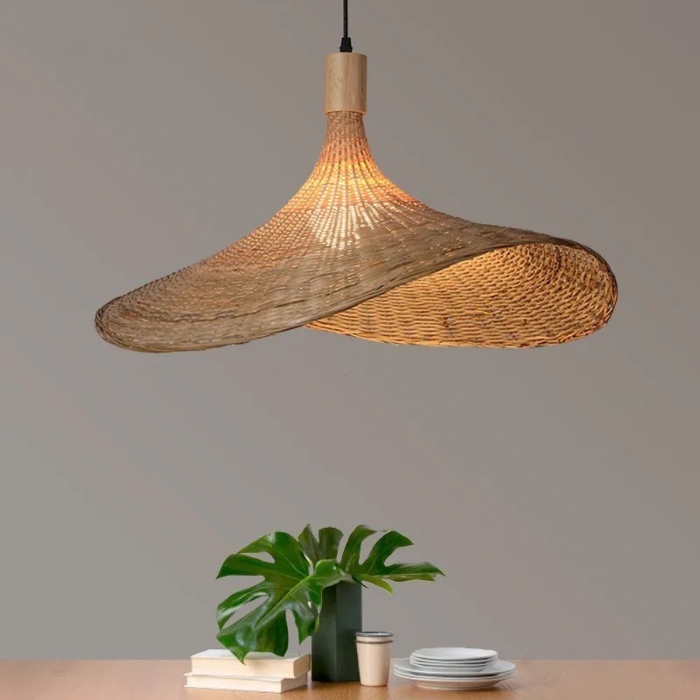 Woven Natural Bamboo Decor Lig - Wicker Pendant Shade avis et prix
