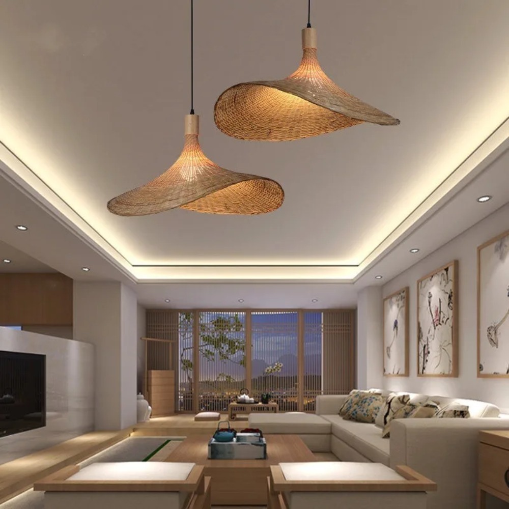 Woven Natural Bamboo Decor Lig - Wicker Pendant Shade avis et prix