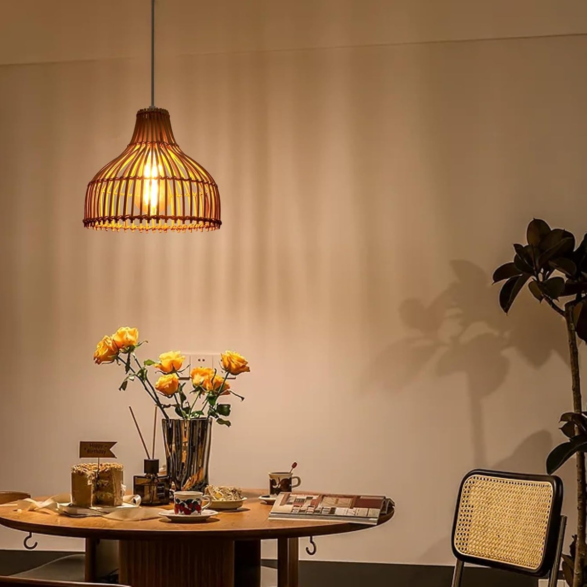 Rattan Woven Pendant Lamp Boho - Wicker Pendant Shade avis et prix