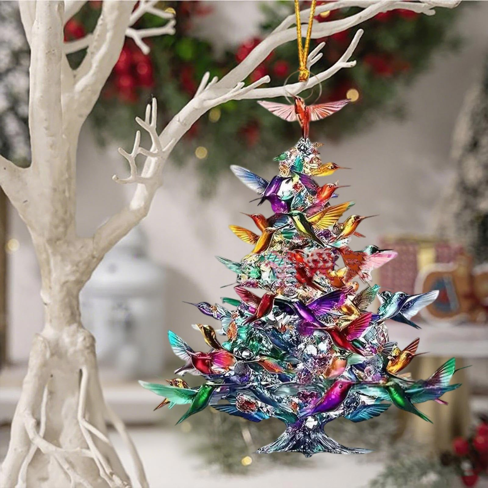 8cm 2D Acrylic Bird Ornaments  - Interior Design Xmas avis et prix