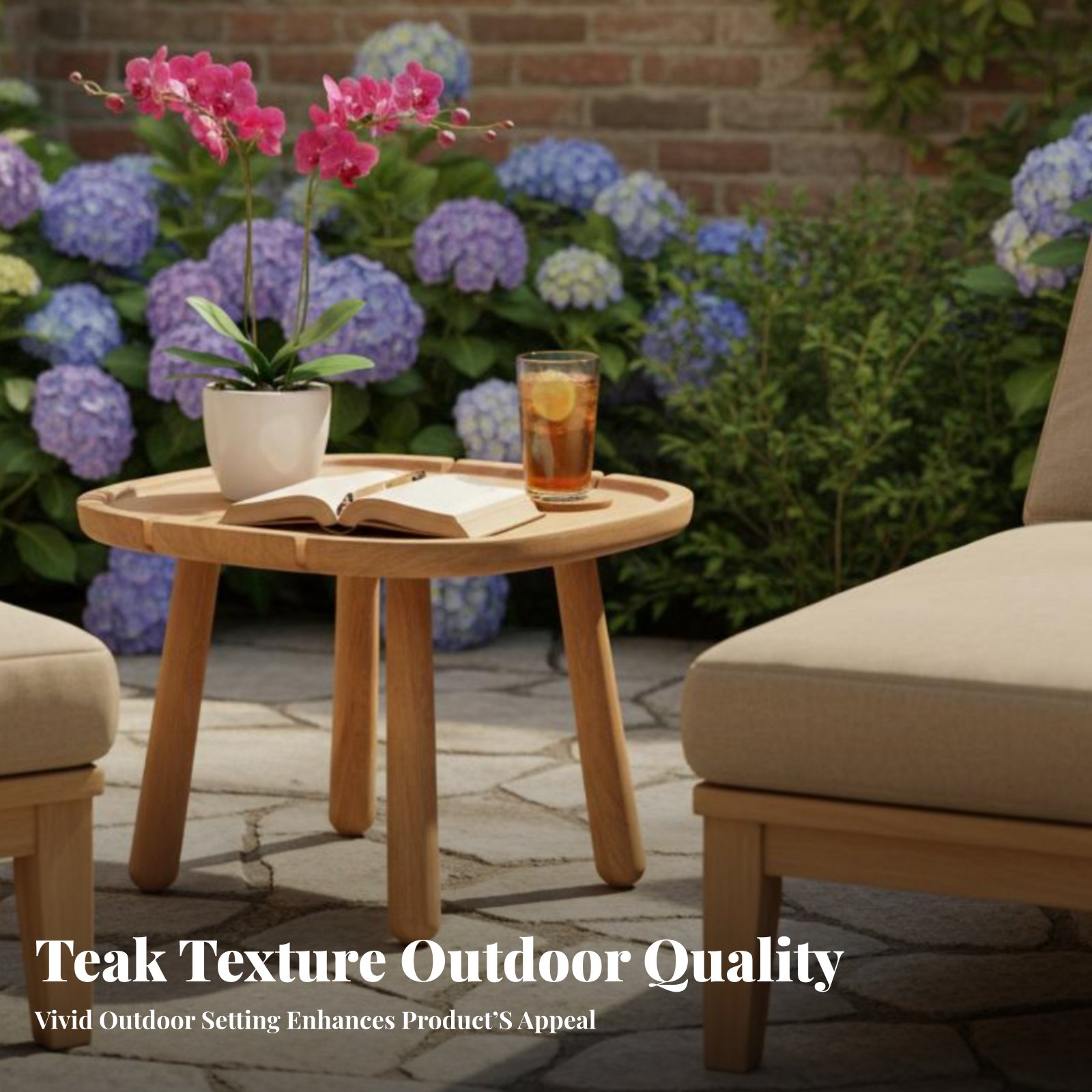 Round Slatted Side Table Water - Interior Design Deck avis et prix