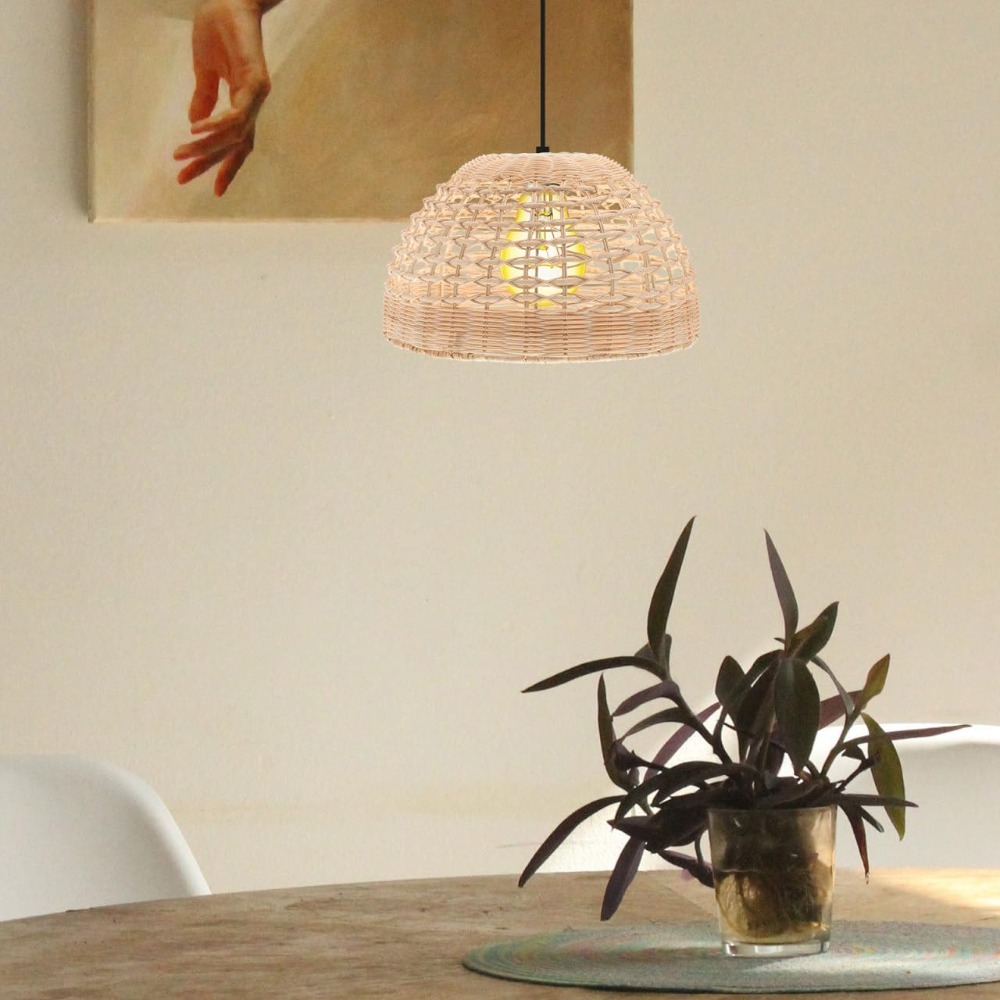 Rattan Pendant Lamp Woven Cage - Wicker Pendant Shade avis et prix
