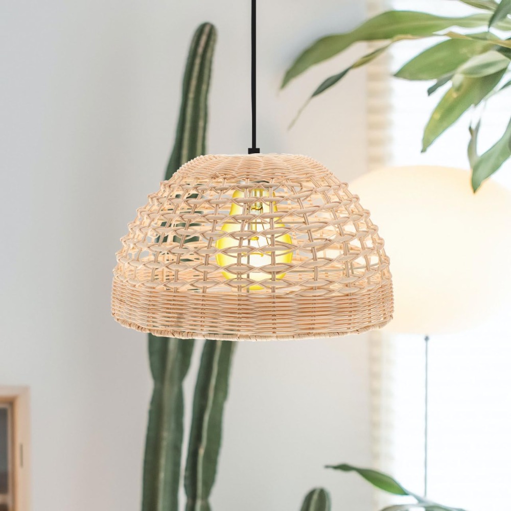 Rattan Pendant Lamp Woven Cage - Wicker Pendant Shade avis et prix