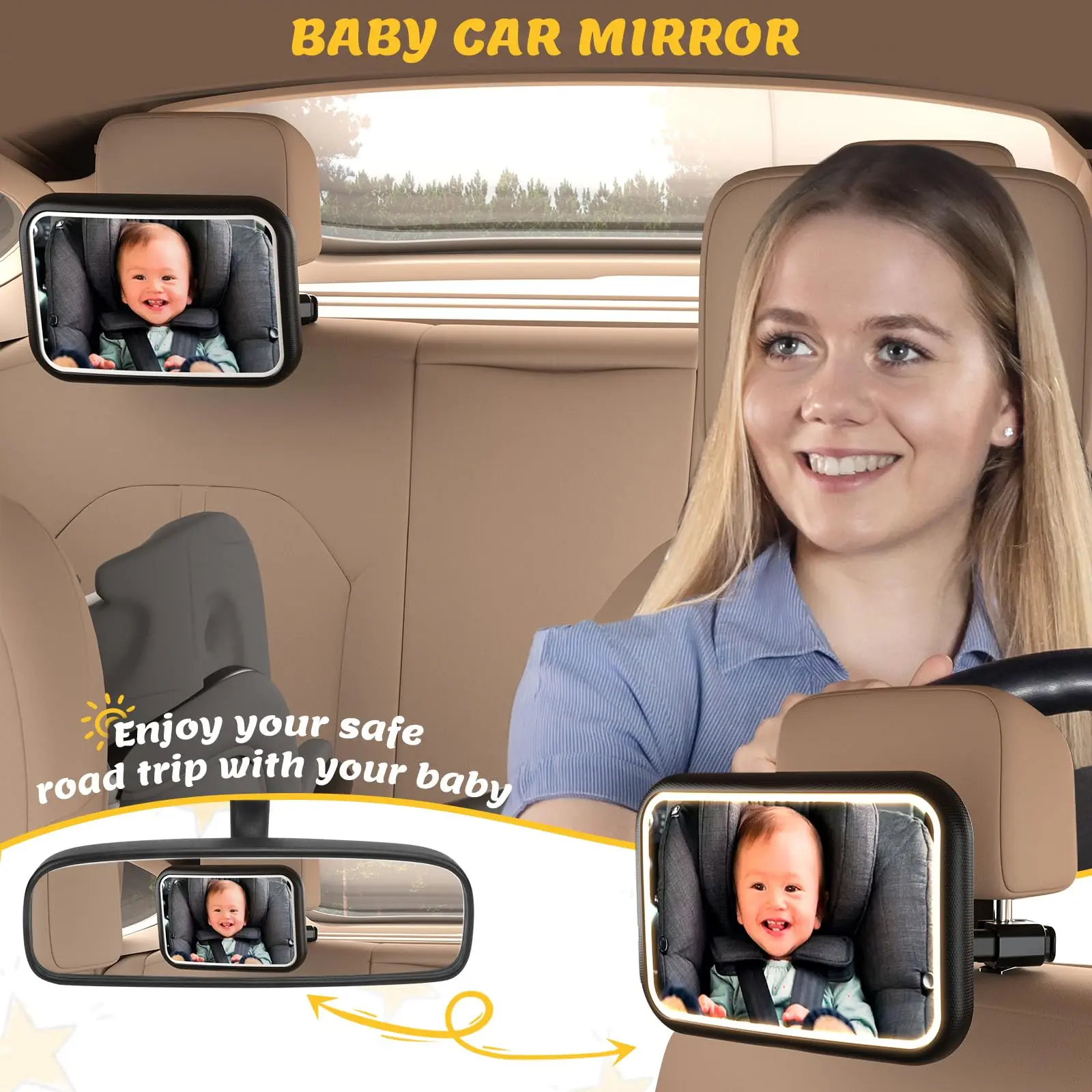 Baby Car Mirror with Light, 7  - Interior Design Remote avis et prix