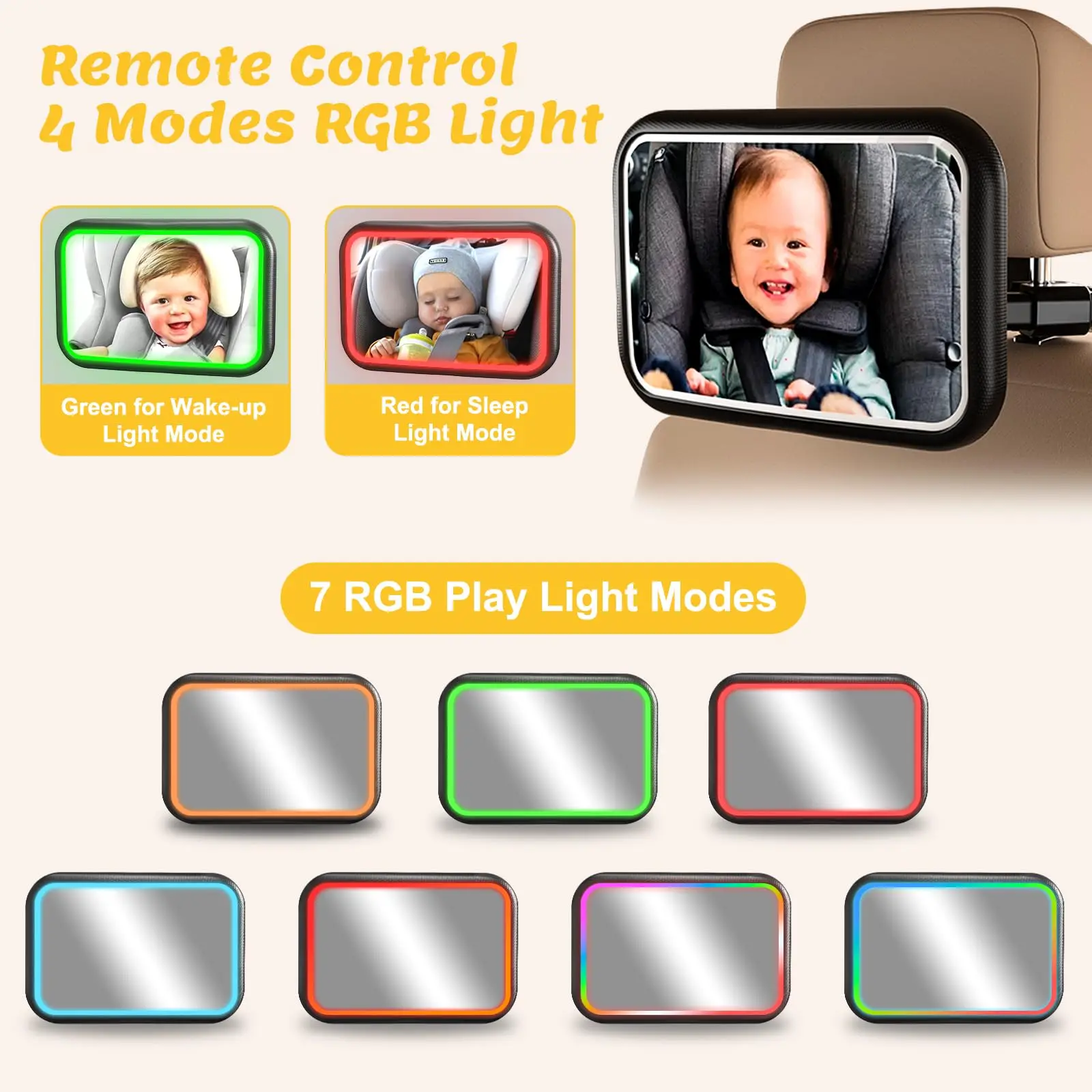 Baby Car Mirror with Light, 7  - Interior Design Remote avis et prix
