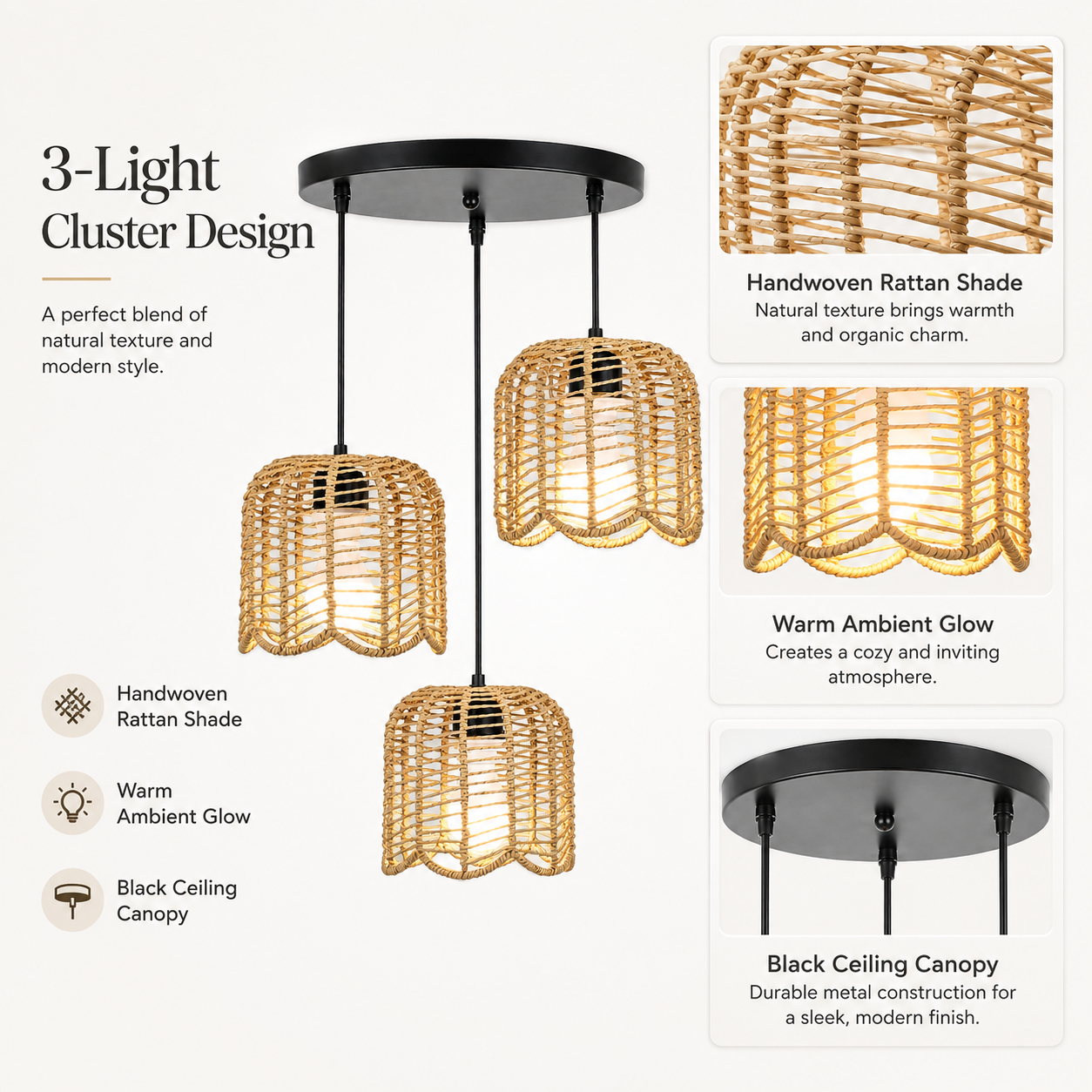 JOYINLED Farmhouse Hand Woven  - Wicker Pendant Shade avis et prix