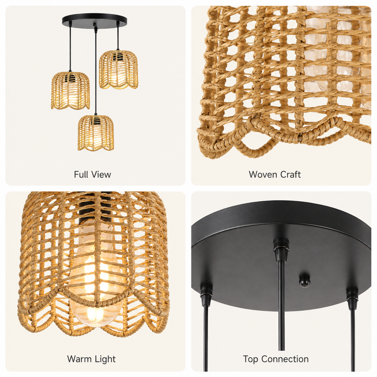 JOYINLED Farmhouse Hand Woven  - Wicker Pendant Shade avis et prix